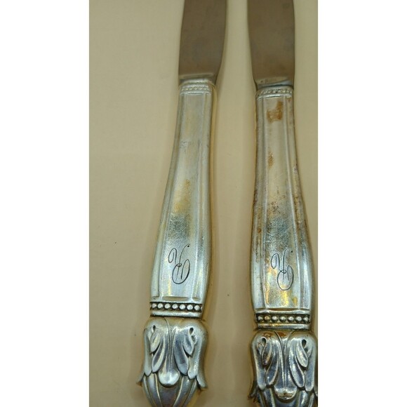 Vntg HOLMES & EDWARDS IS Danish Princess Inlaid Silver Plate - Dinner Knife 4pcs - Picture 4 of 5